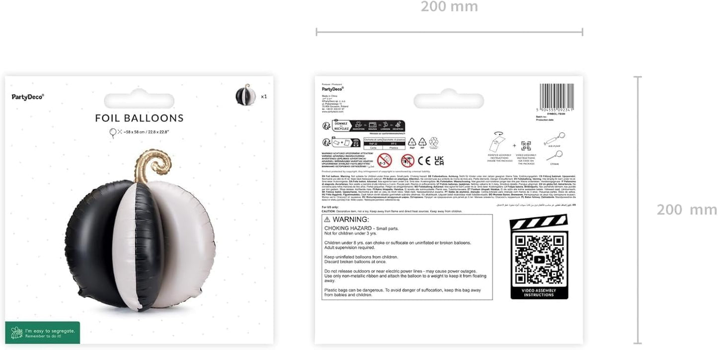 Standing Foil Balloon 3D Pumpkin, 58x58 cm