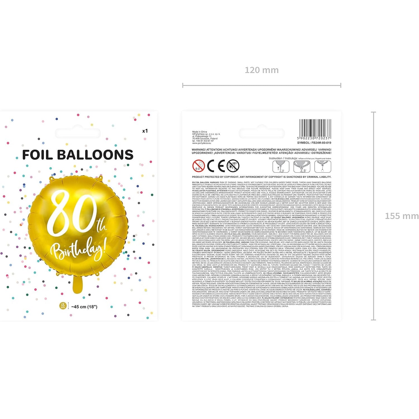 80th Birthday Gold Foil Balloon