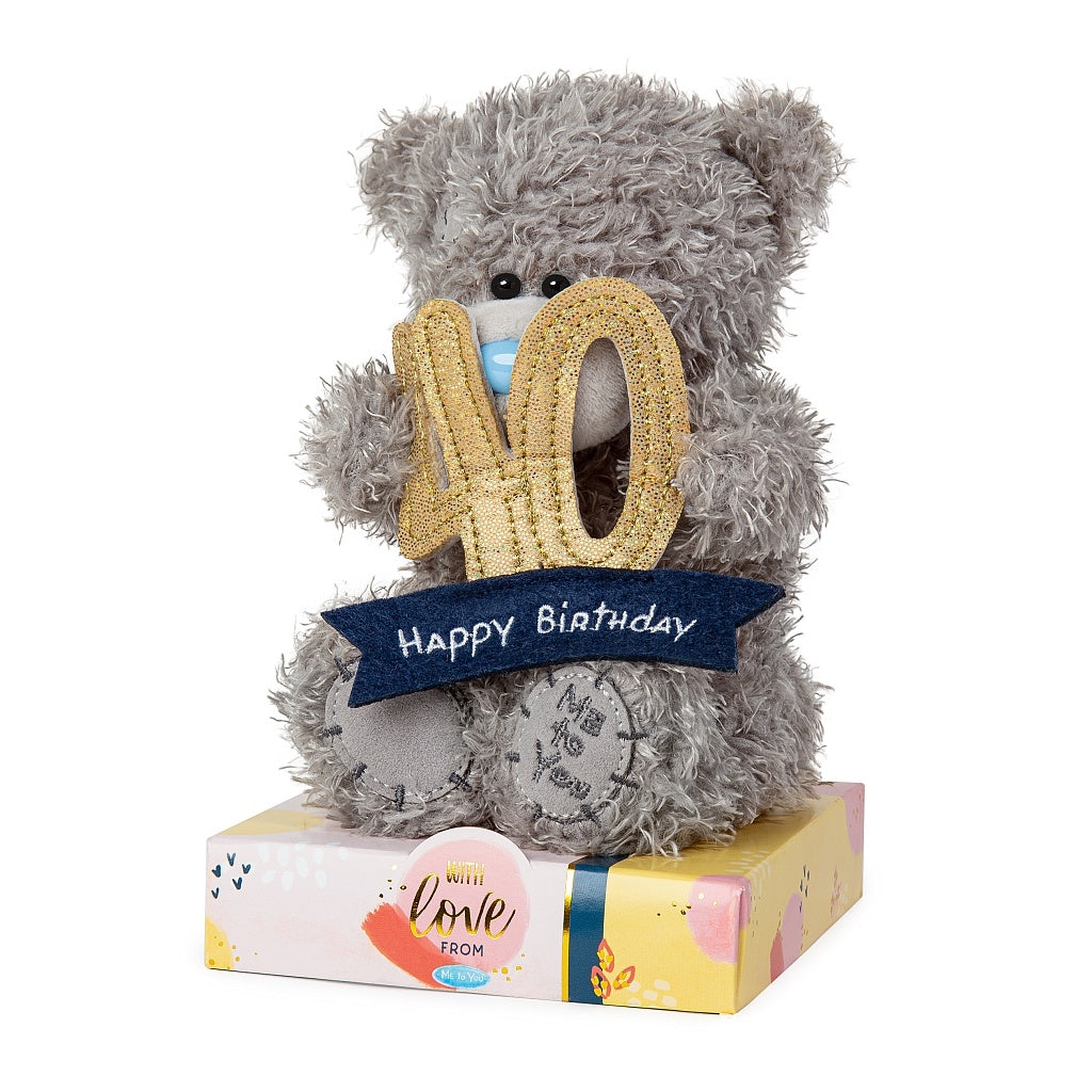 Tatty Teddy 40th Birthday Bear Holding a 40 Banner