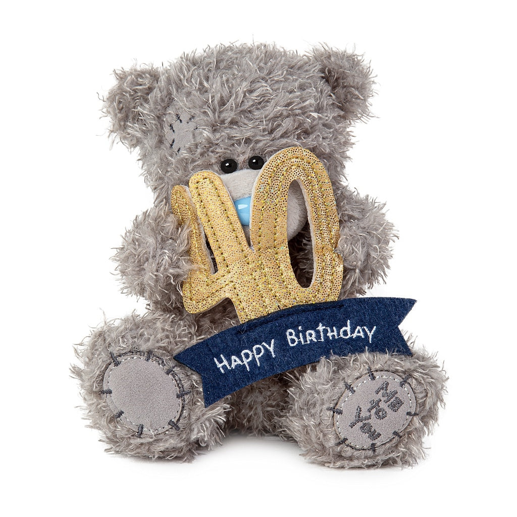 Tatty Teddy 40th Birthday Bear Holding a 40 Banner