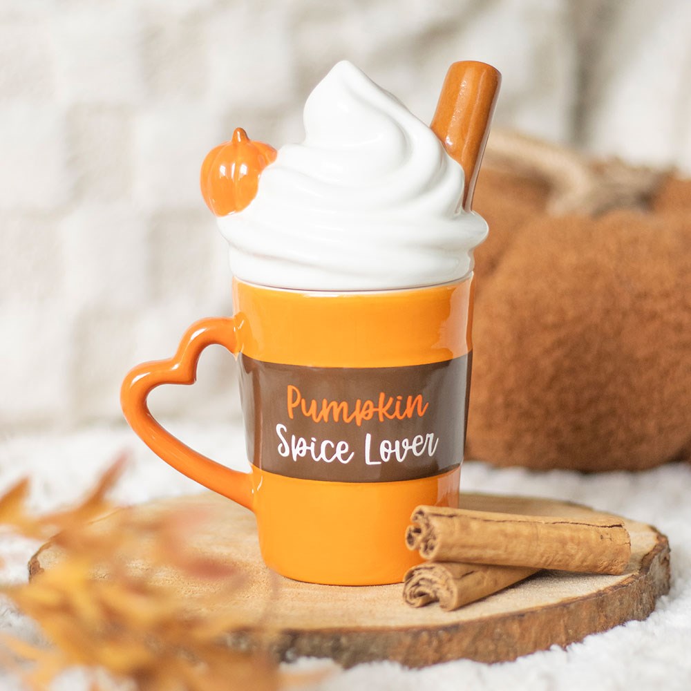 Pumpkin Spice Latte Ceramic Mug with Lid
