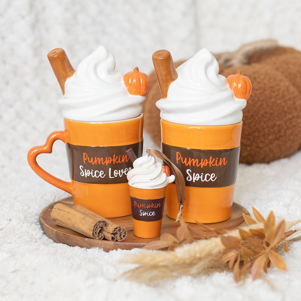 Pumpkin Spice Latte Ceramic Mug with Lid