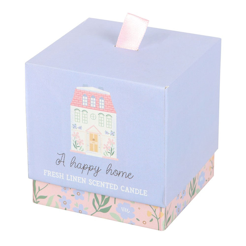 A Happy Home Fresh Linen Scented Glass Candle