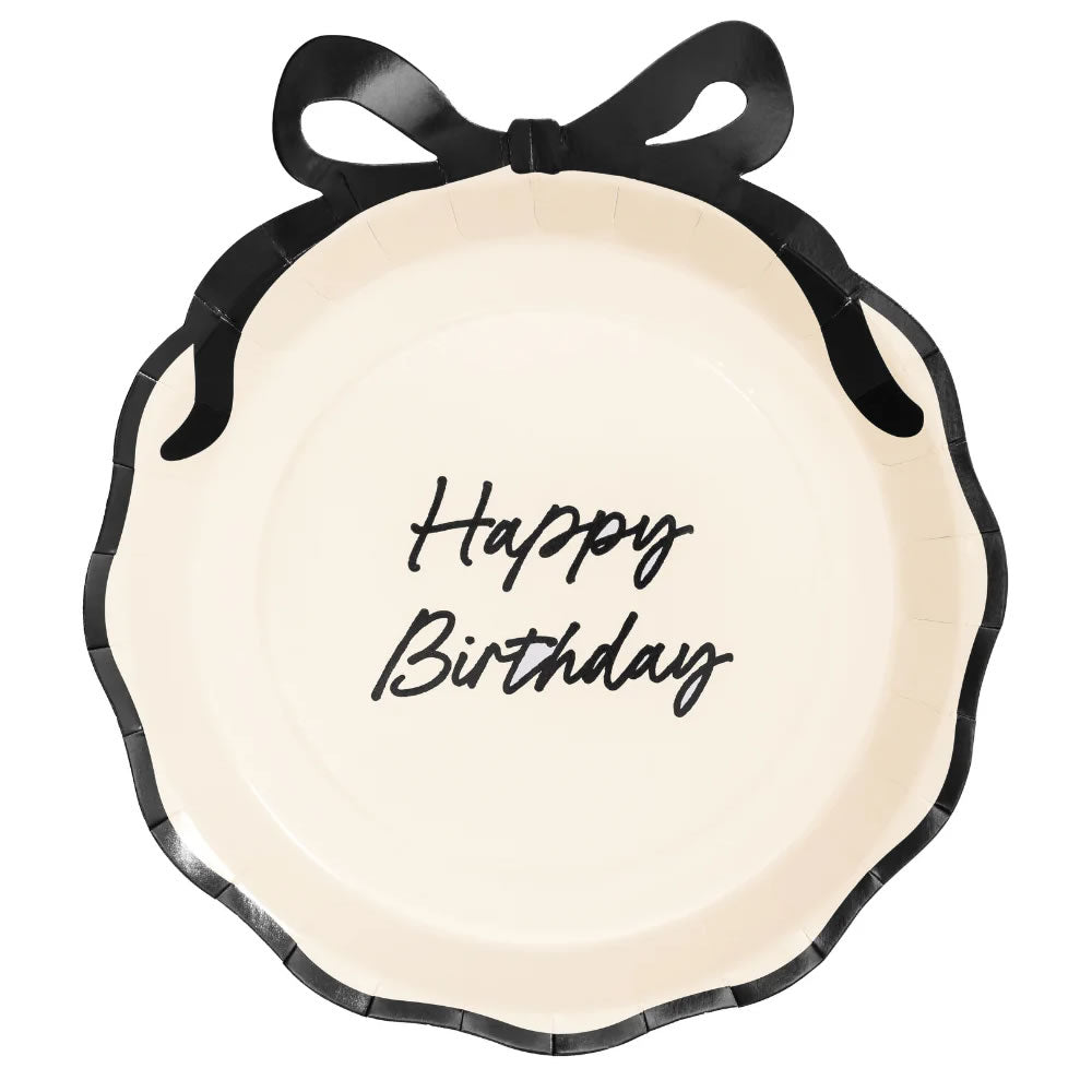 Happy Birthday Plates with Black Bow
