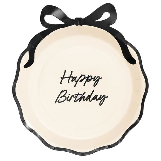 Happy Birthday Plates with Black Bow