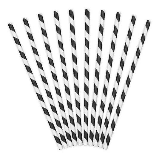Black & White Striped Paper Straws