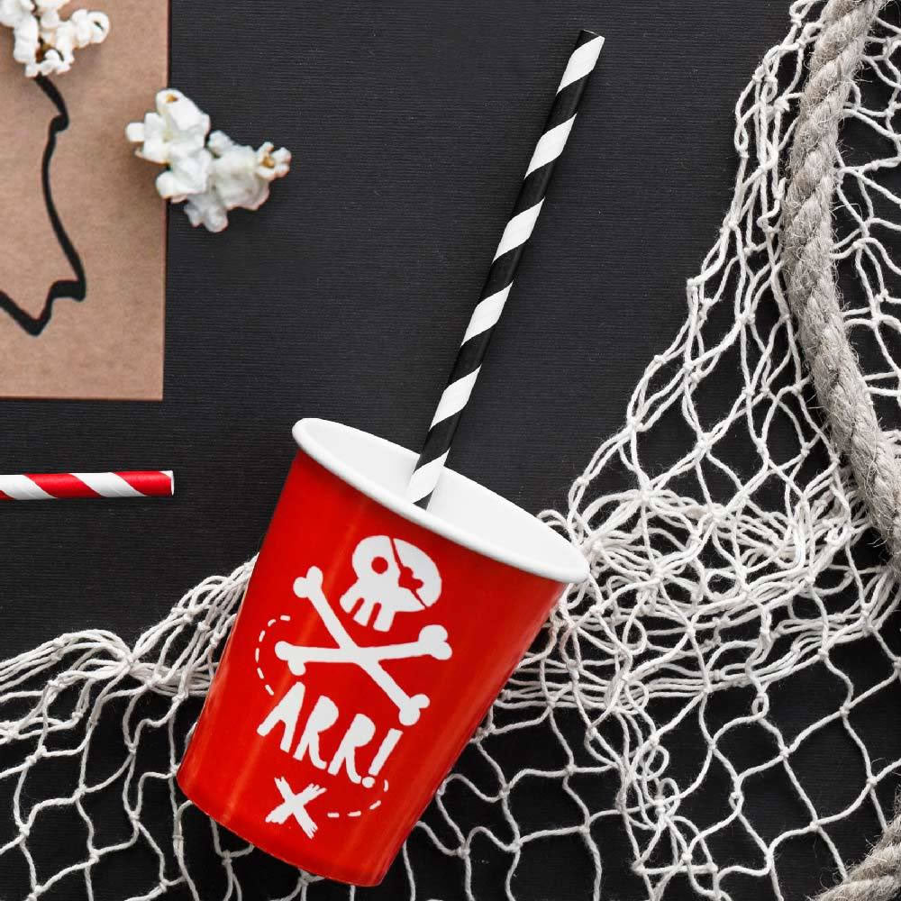 Black & White Striped Paper Straws