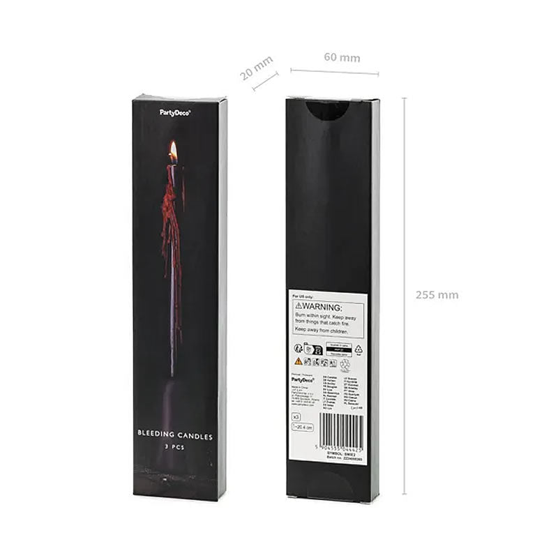 Bleeding Tapered Candles, Pack of 3