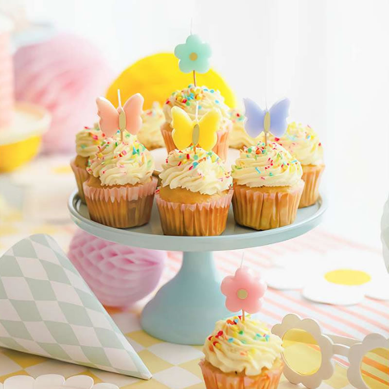 Butterfly & Flower Birthday Cake Candles