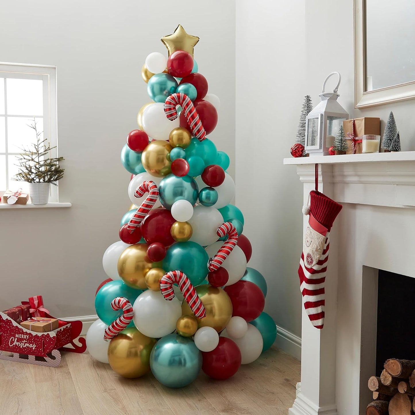 Candy Cane Balloon Christmas Tree