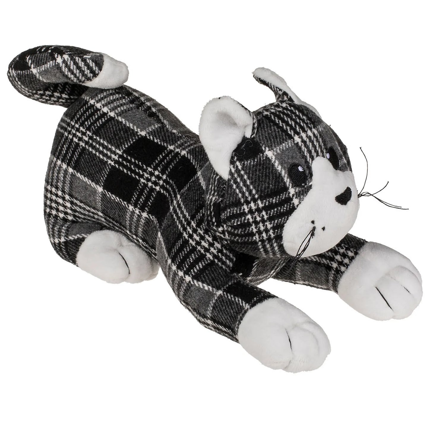 Cute Cat Door Stop in Tartan Design