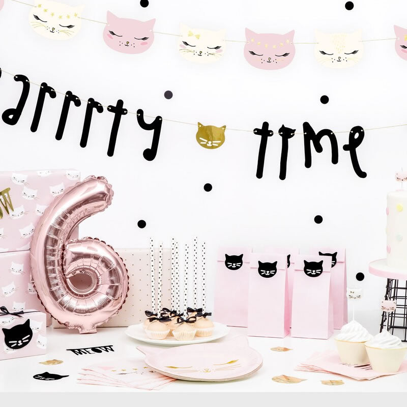 Pink Kitty Cat Party Paper Plates, Pack of 6