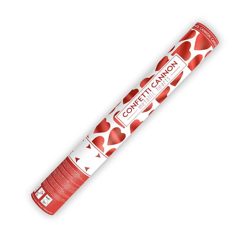 40cm Confetti Cannon - Metallic Red Hearts