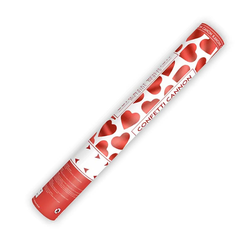 40cm Confetti Cannon - Metallic Red Hearts