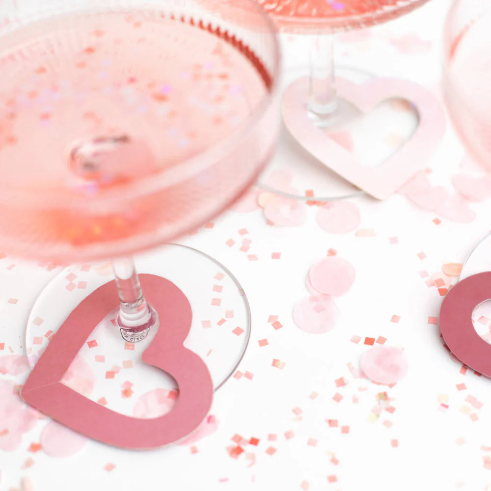 Pink Hearts Drink Tags, Pack of 10