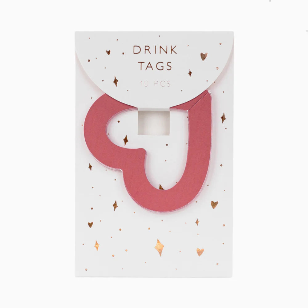 Pink Hearts Drink Tags, Pack of 10
