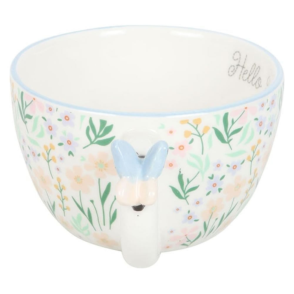 Hello Beautiful Floral Mug with Butterfly Handle