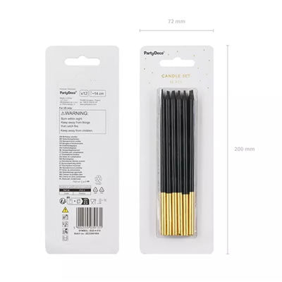 14cm Tall Birthday Cake Candles - Black