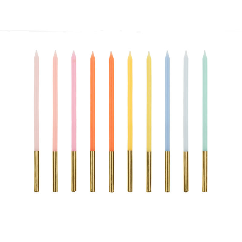 14cm Tall Birthday Cake Candles - Pastel