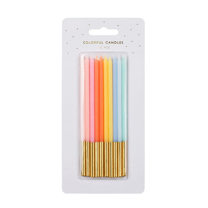 14cm Tall Birthday Cake Candles - Pastel
