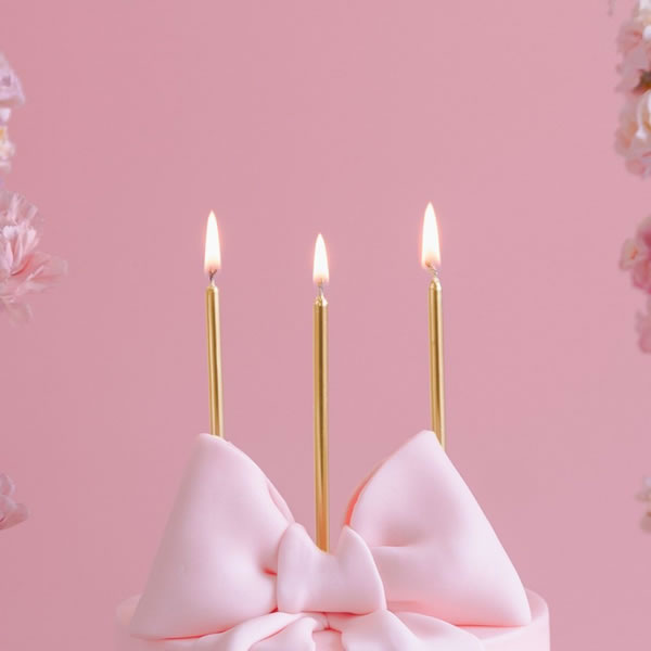 14cm Tall Birthday Cake Candles - Gold