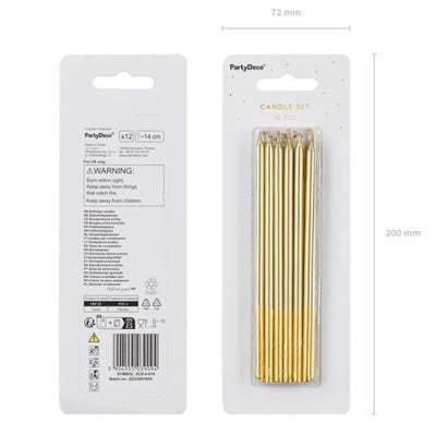 14cm Tall Birthday Cake Candles - Gold