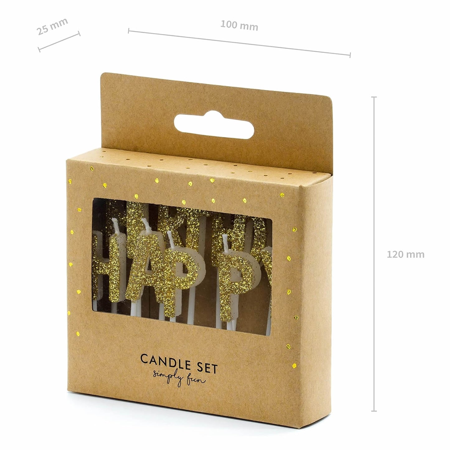 Gold Glitter Dust Happy Birthday Letter Candles