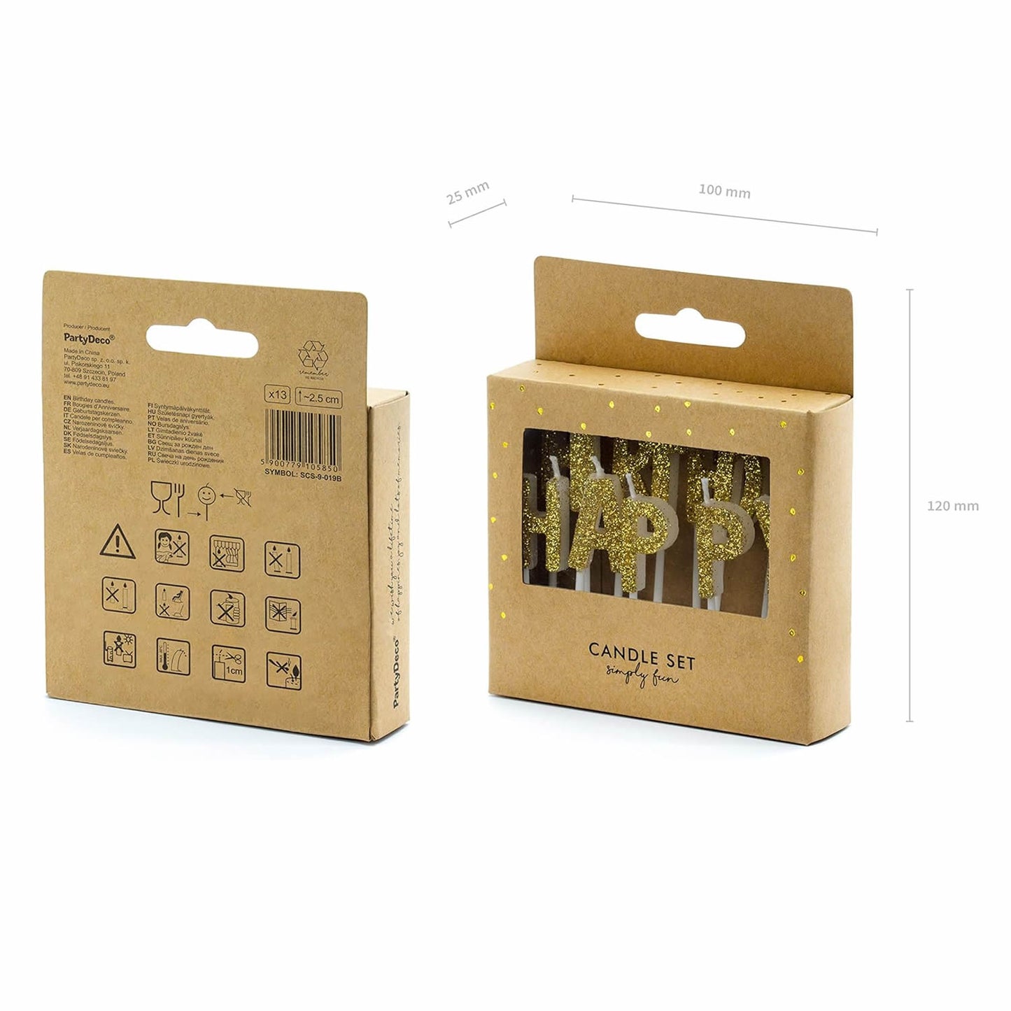 Gold Glitter Dust Happy Birthday Letter Candles
