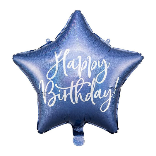 Blue Star Happy Birthday Foil Balloon