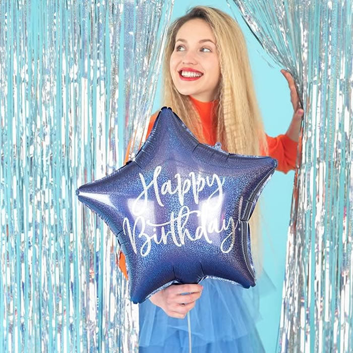 Blue Star Happy Birthday Foil Balloon
