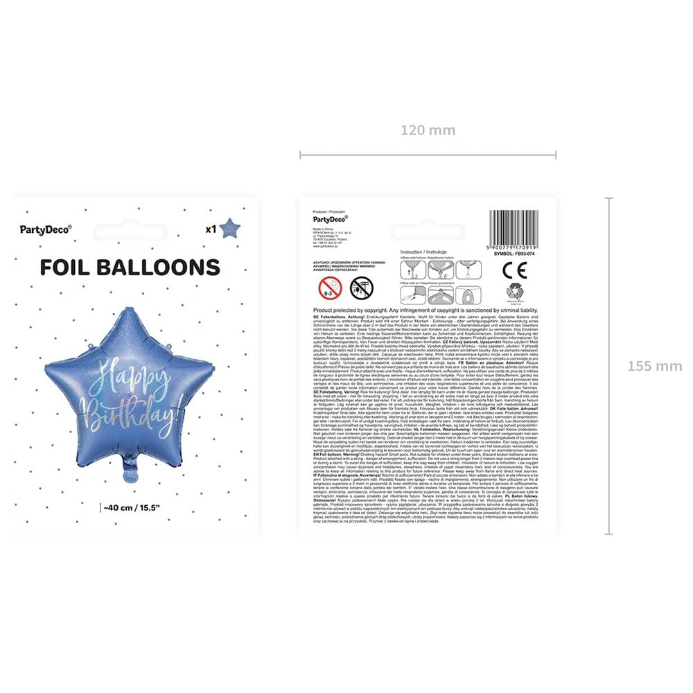 Blue Star Happy Birthday Foil Balloon