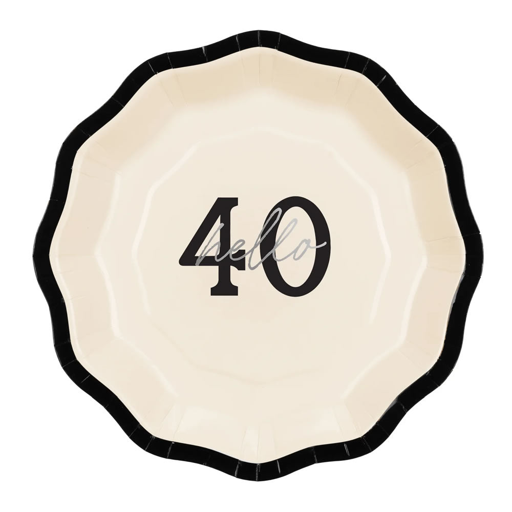 Hello 40 Birthday Paper Plates