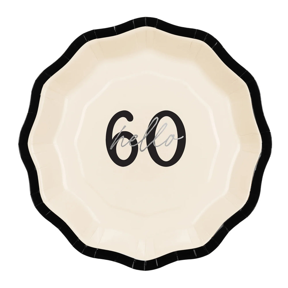 Hello 60 Birthday Paper Plates