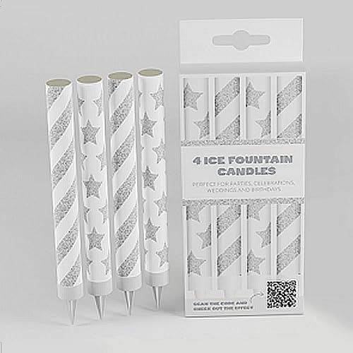White and Silver Ice Fountain Cake Decoration
