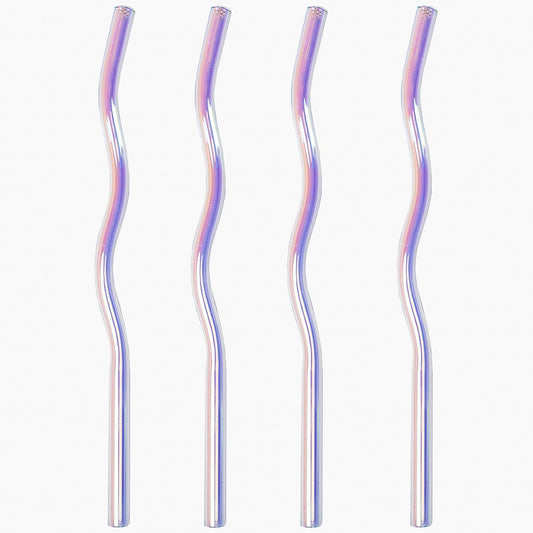 Iridescent Wavy Glass Straws