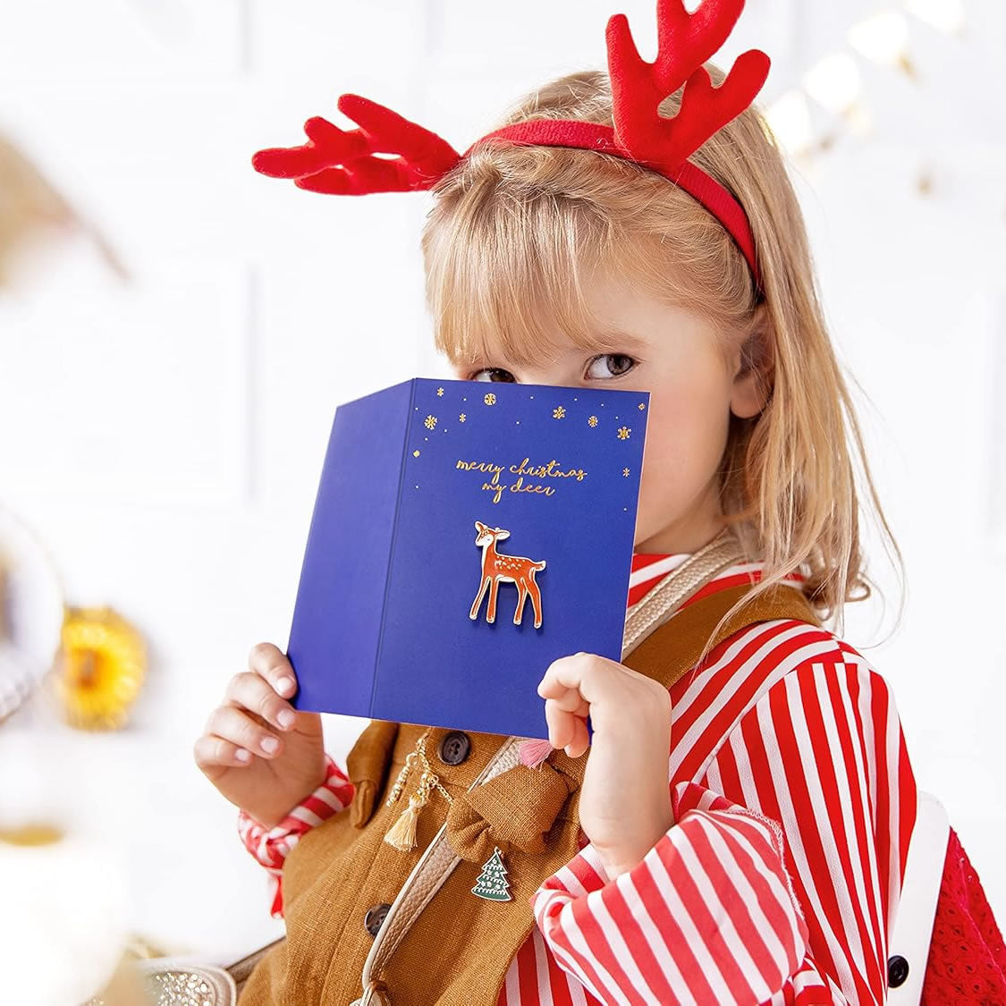 Christmas Card with a Keepsake Deer Enamel Pin