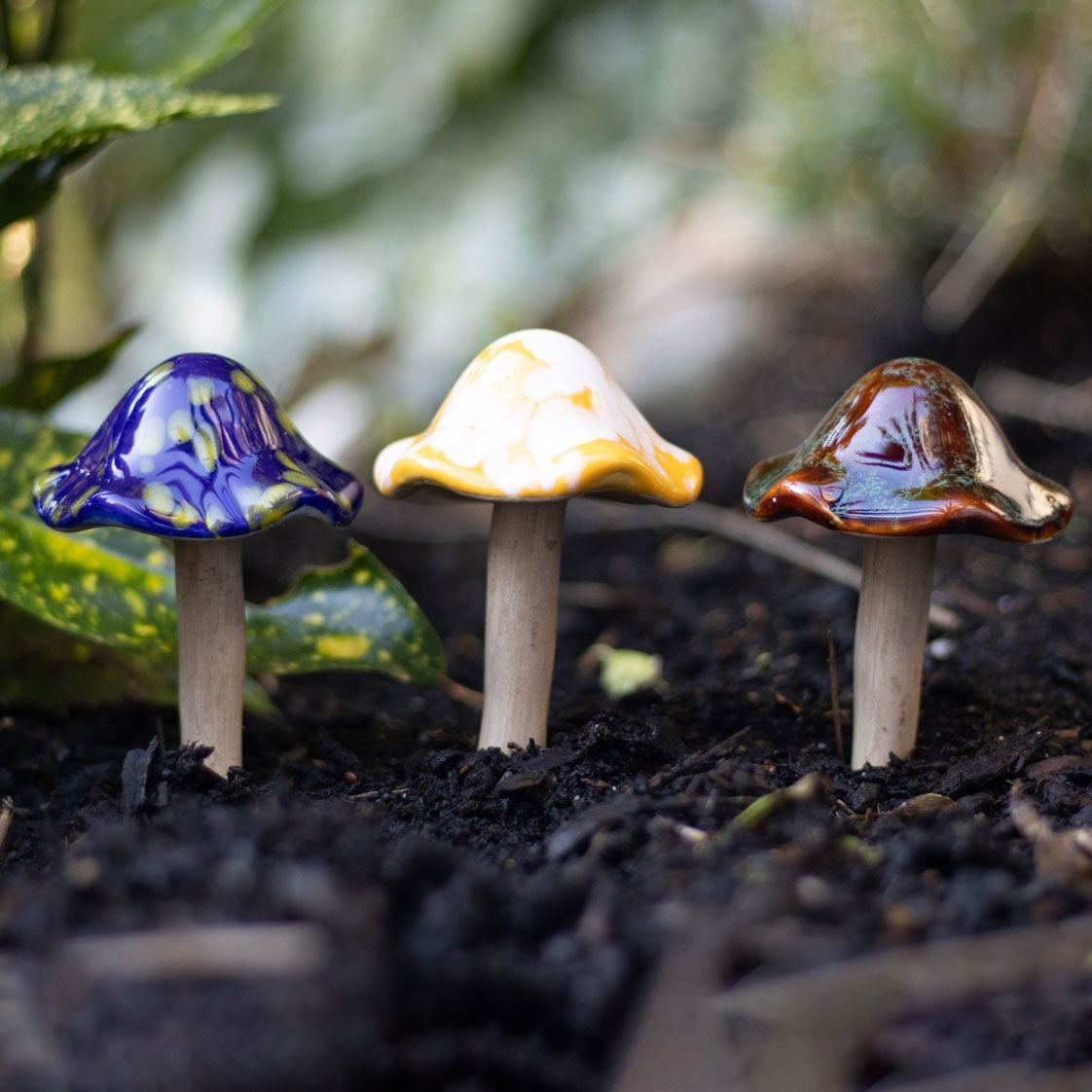 Mushroom Plant Decorations, Set of 3