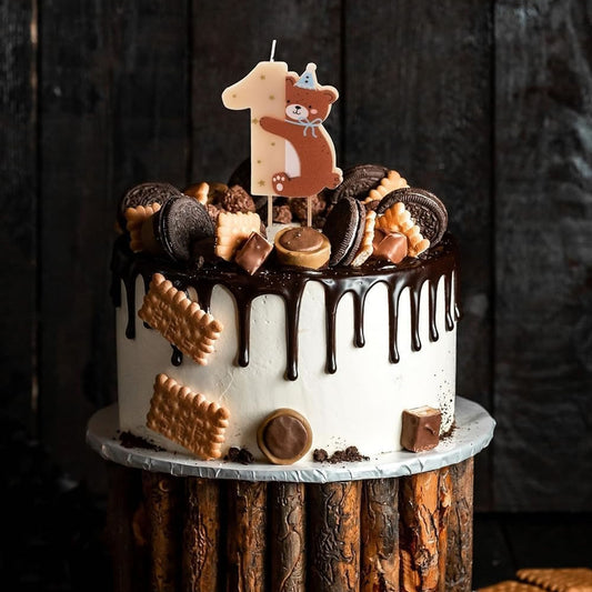 No 1 Teddy Bear Birthday Cake Topper Candle