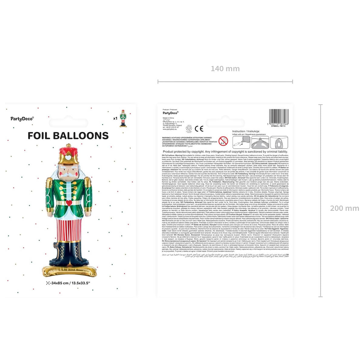 Standing Nutcracker Foil Balloon