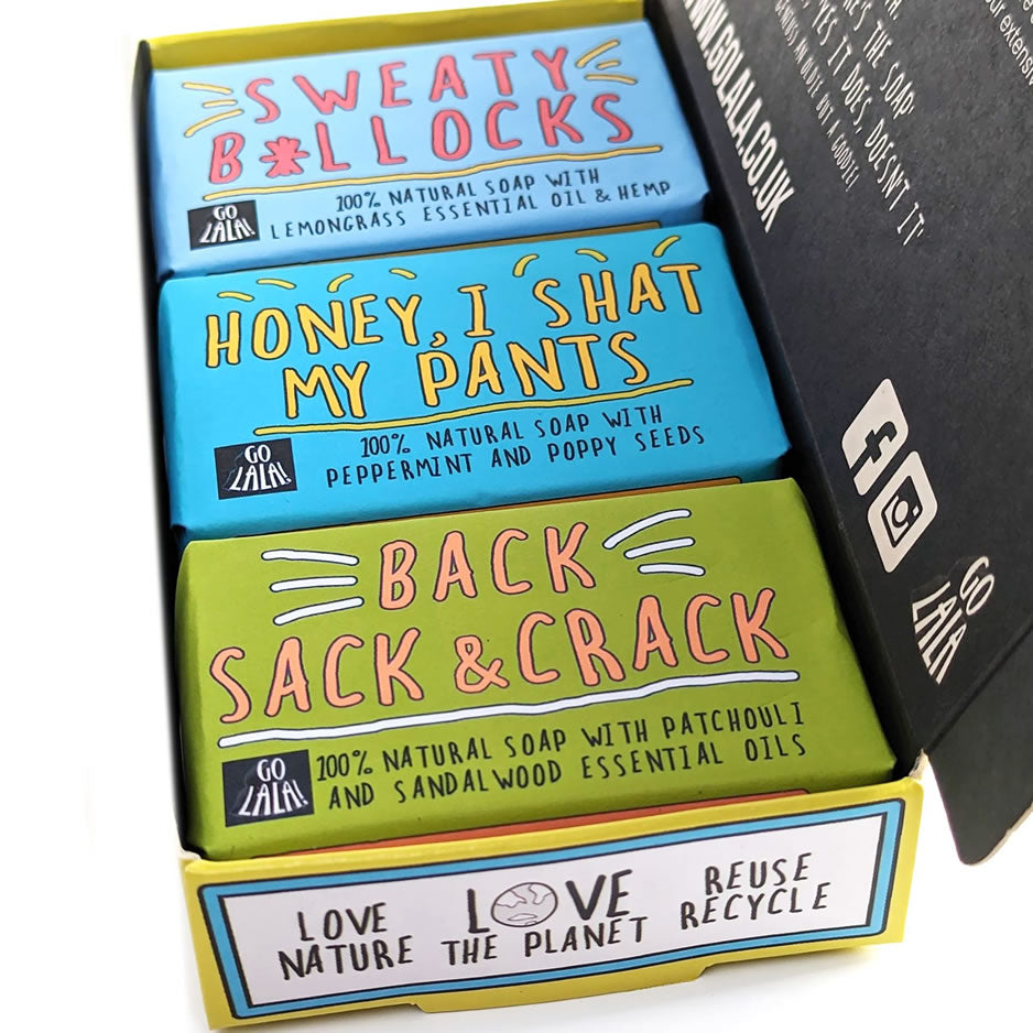 Nuts ‘n’ Butts – Gift Set of Three Soap Bars