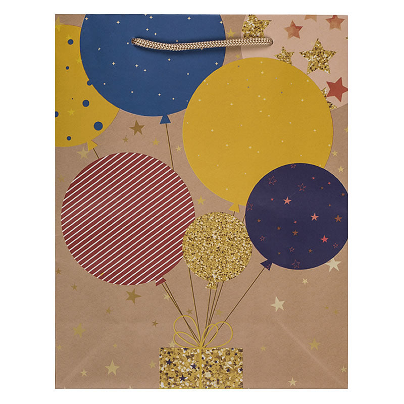 Birthday Paper Gift Bags, 4 Designs with Balloons or Candles
