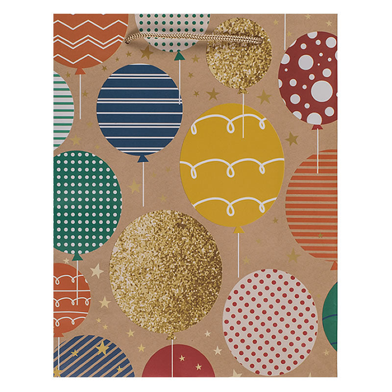 Birthday Paper Gift Bags, 4 Designs with Balloons or Candles