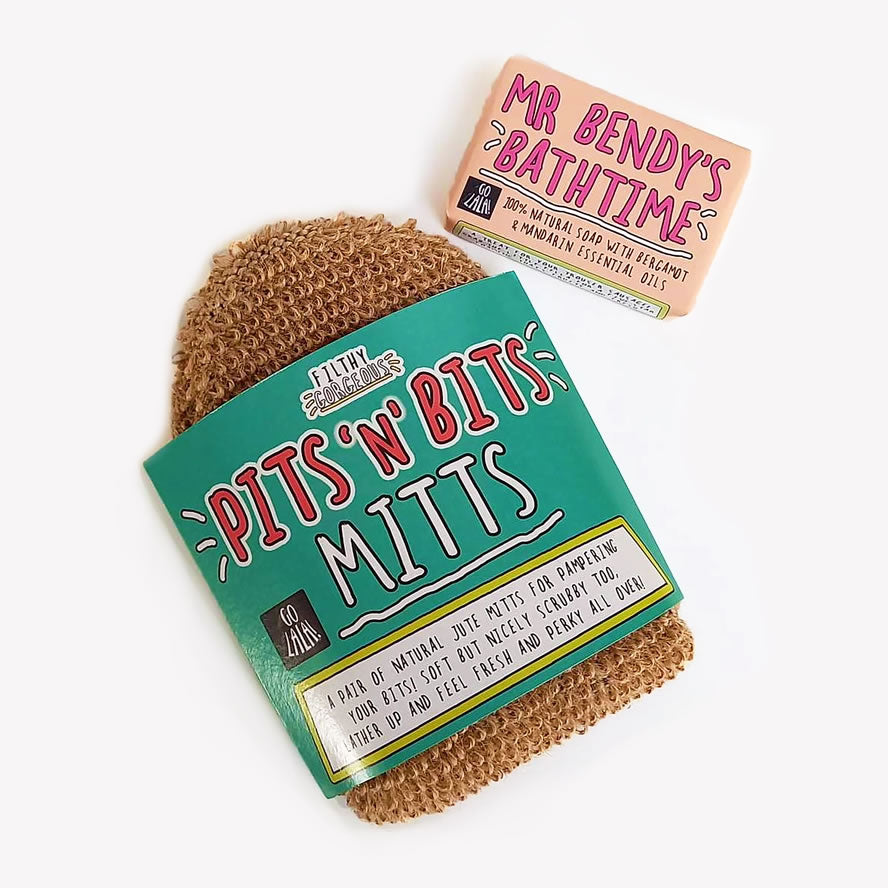 Pits 'n' Bits Mitts - Natural Jute Bath Mitts