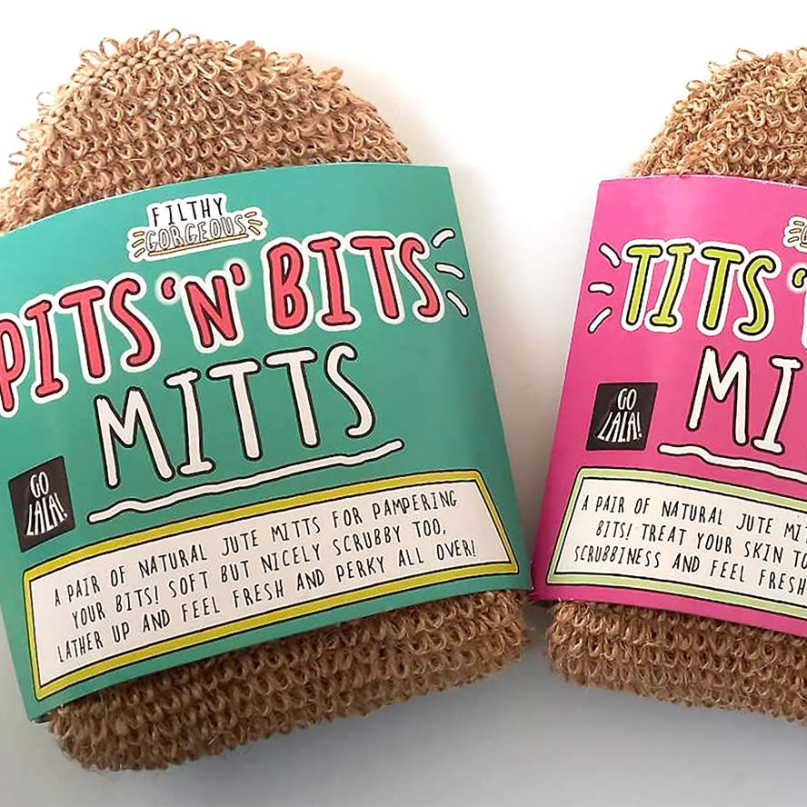 Pits 'n' Bits Mitts - Natural Jute Bath Mitts