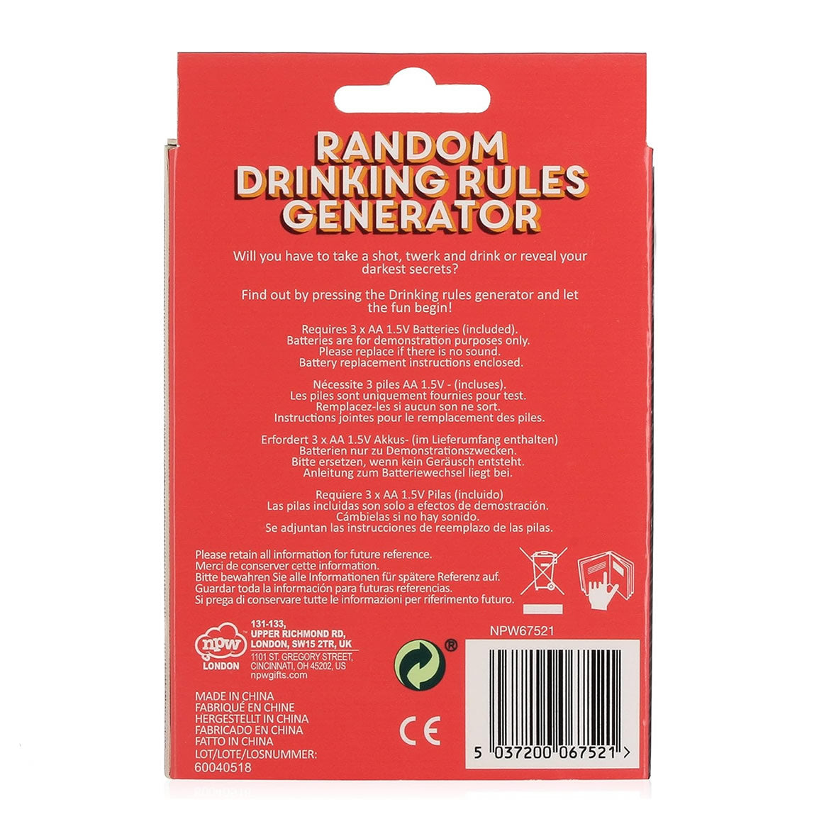 Random Drinking Rules Generator