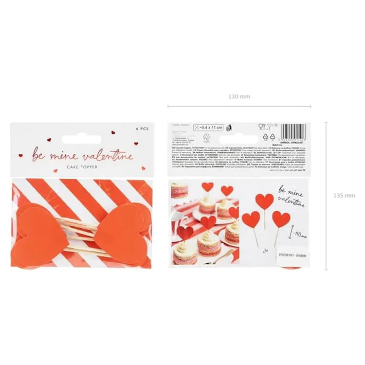 Red Heart Cupcake Toppers