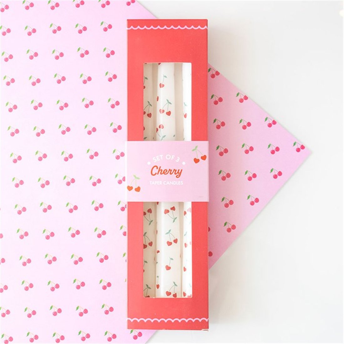 Cherry Pattern Taper Candles