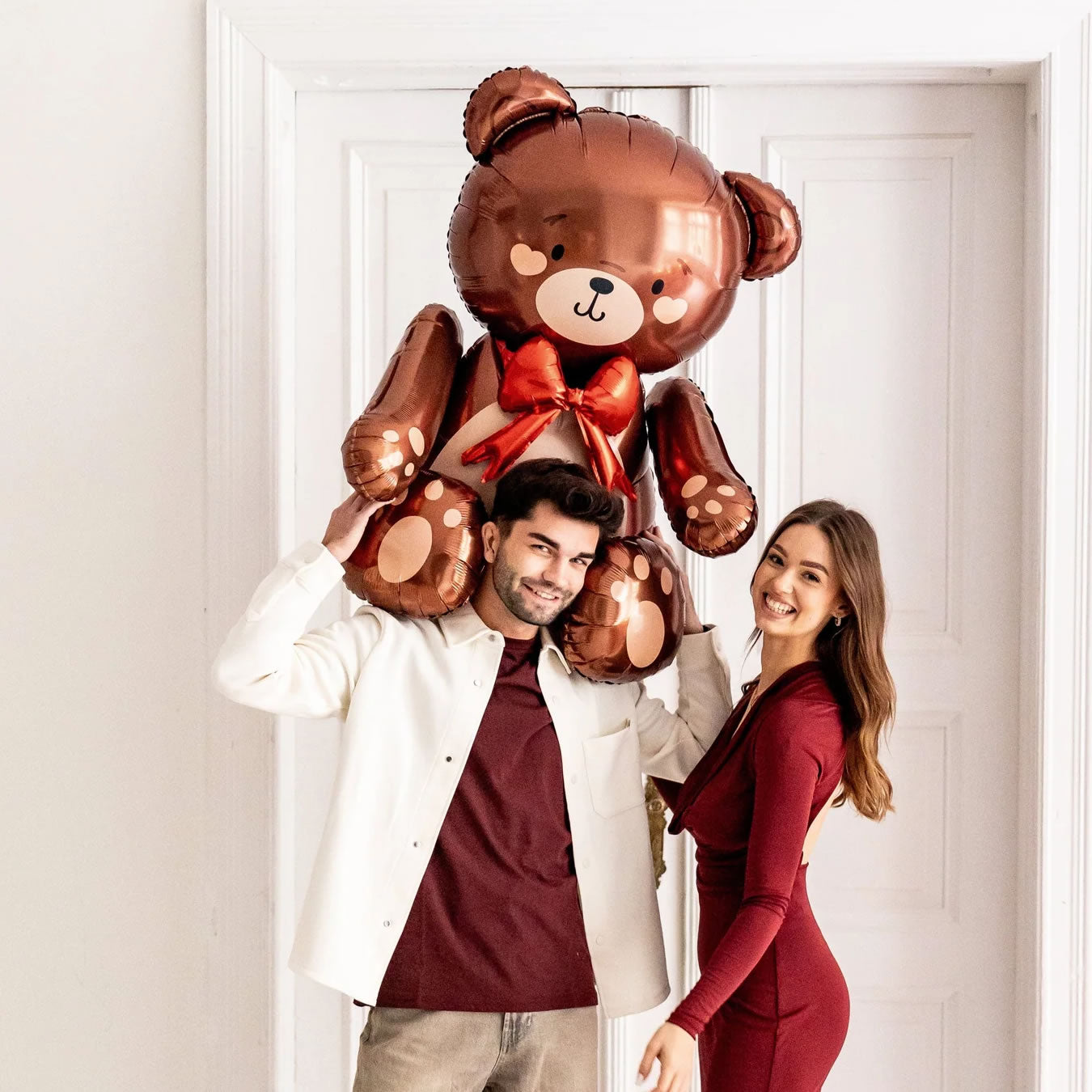 Standing Giant Brown Teddy Bear Foil Balloon