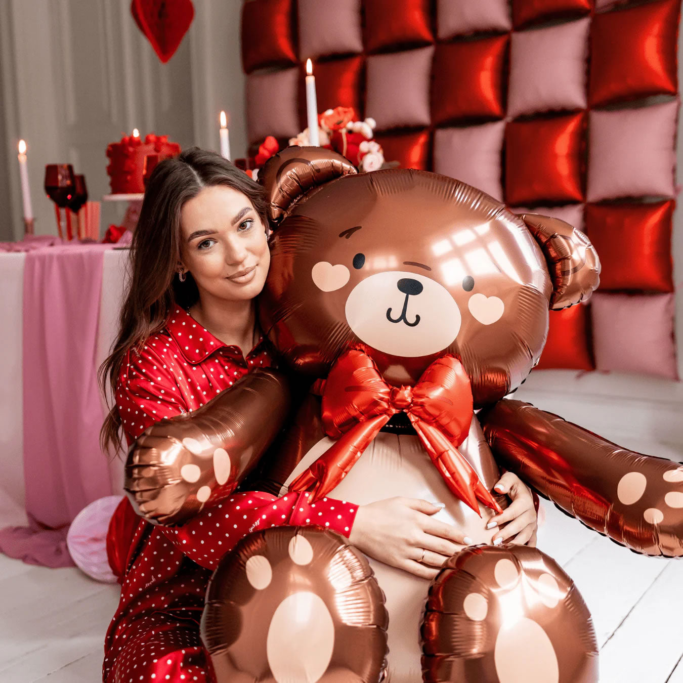 Standing Giant Brown Teddy Bear Foil Balloon