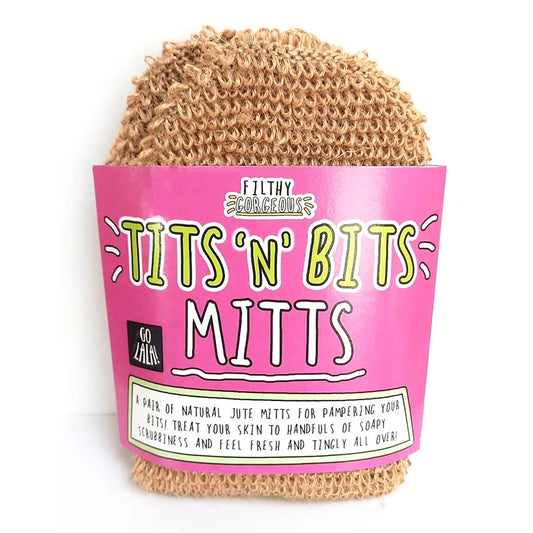 Tits 'n' Bits Mitts - Natural Jute Bath Mitts